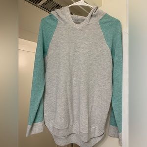 Grey/mint hooded sweater. Size medium